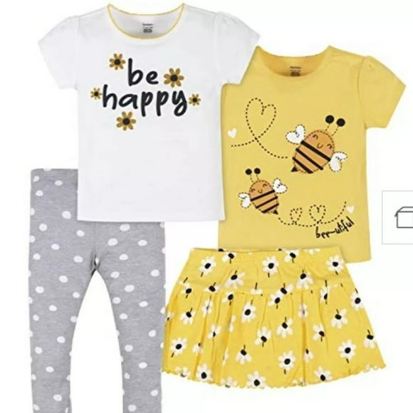 Gerber Other - 18 M Gerber 4-Piece Baby Girls Be Happy  Onesies Bodysuit, Skirted Panty…